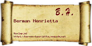 Berman Henrietta névjegykártya